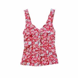 Kimchi Blue Red Floral Peplum Tank Top - Size XS